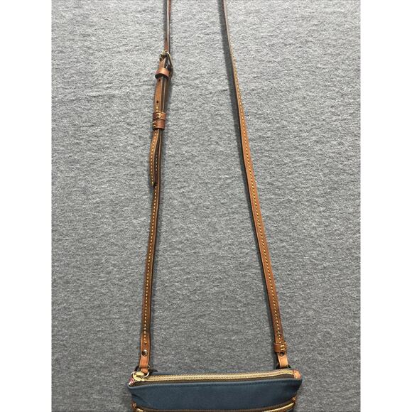 Dooney Bourke Crossbody Handbag "North South Triple Zip" Blue Nylon - Picture 4 of 12